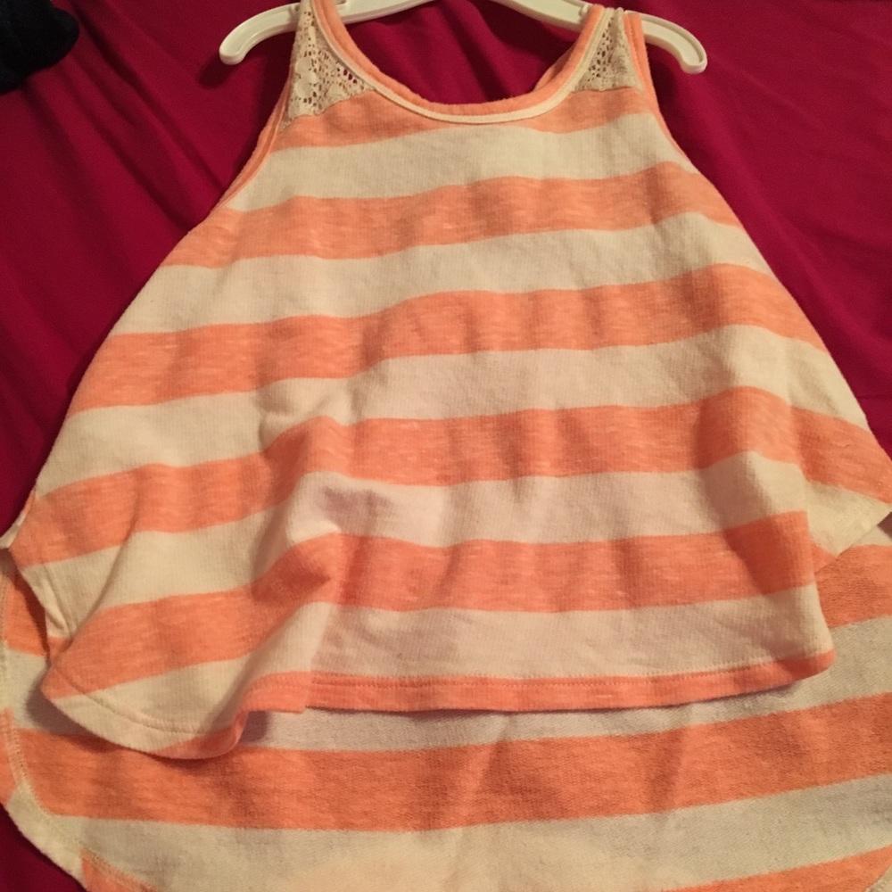 Over the Top High Low Lace Striped Tank, 10